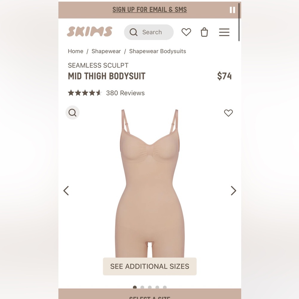Skims seamless sculpt midthigh bodysuit in MICA nude (L/XL)
